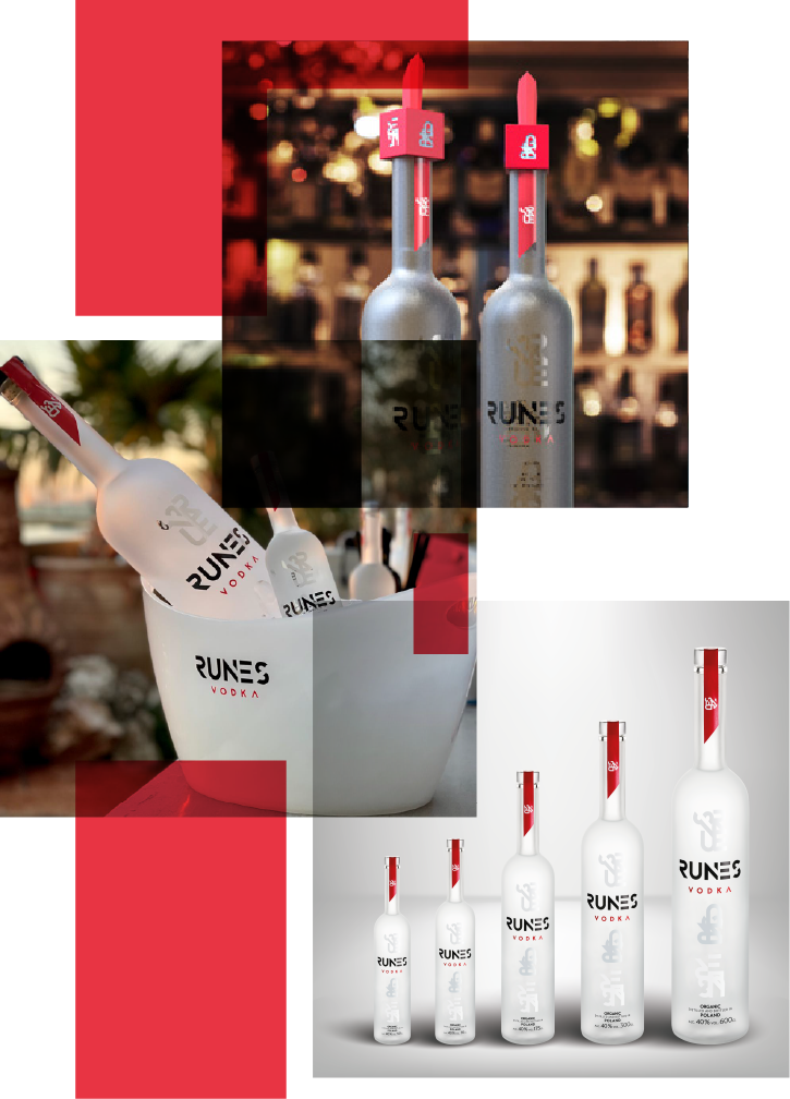 Ob praktische Barmatten oder besonders robuste Eiskübel – mit den durchdachten Premium POS-Tools wird jede RUNES Vodka Flasche perfekt präsentiert.