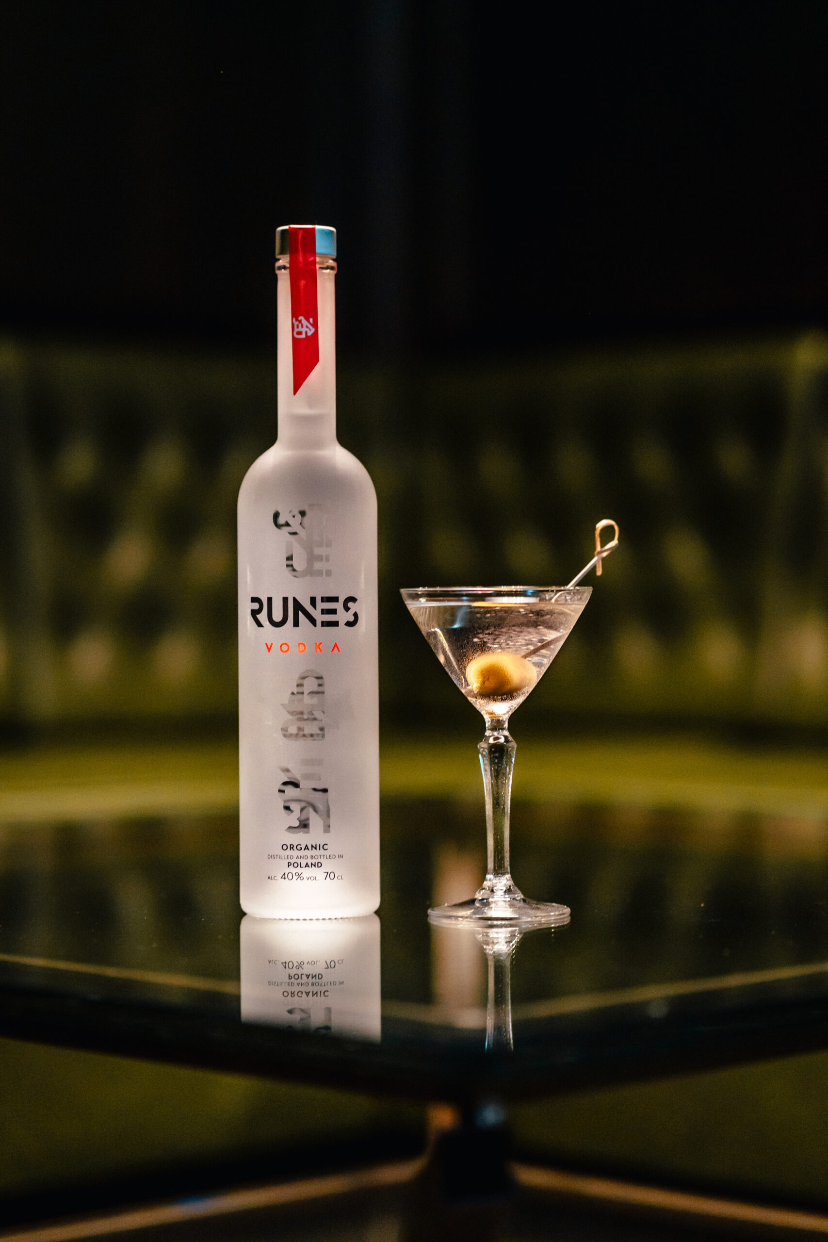 A Vodka Martini is a cocktail made with RUNES vodka and vermouth, a variation of a martini cocktail. A Vodka Martini is made by combining vodka, dry vermouth and ice in a cocktail shaker or mixing glass.
